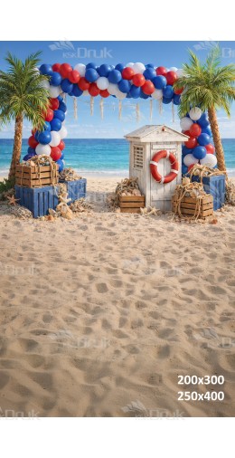 Tło fotograficzne „Plażowa aranżacja marynistyczna z balonową bramą” | 4117